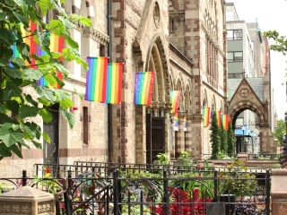 A Building With Many Flags