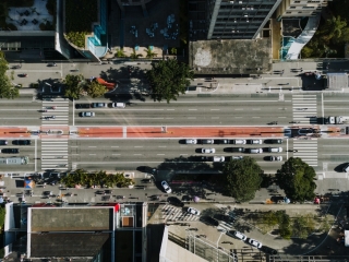 A High Angle View Of A Parking Lot