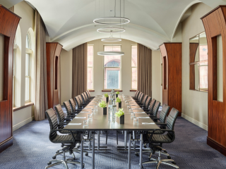 Corporate meeting room with conference table at Hotel AKA Back Bay in Boston